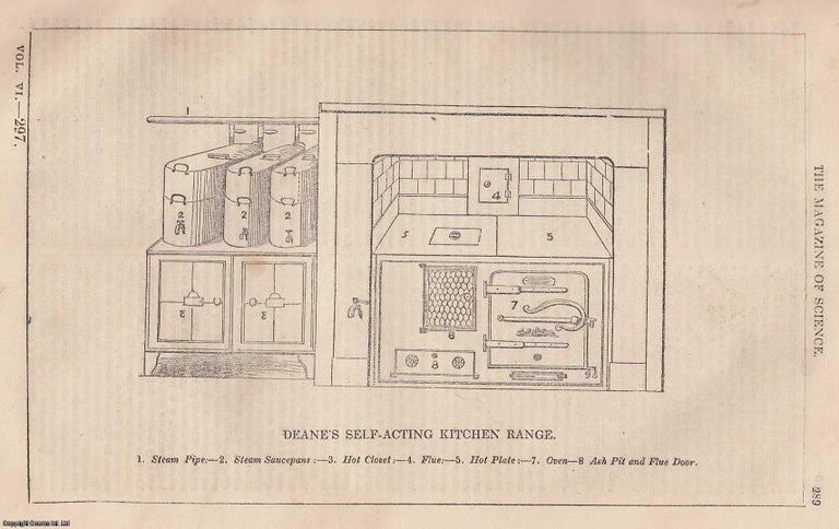 Item #357167 1845, Deane's Self Acting Kitchen Range. A full page engraving featured in a...