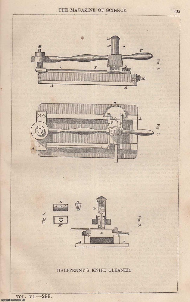 Item #357169 1845, Halfpenny's Knife Cleaner. A full page engraving featured in a complete...
