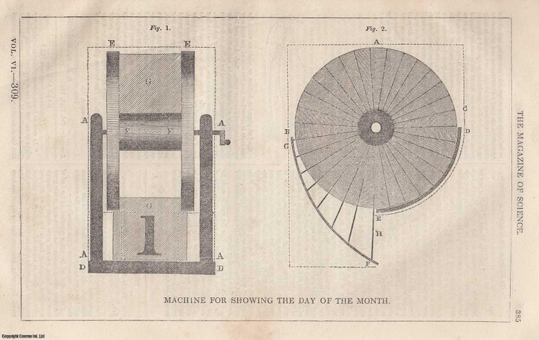 Item #357178 1845, Machine for Showing the Day of the Month, along with an article featuring...