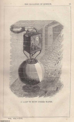 Item #357185 1846, A Lamp to Burn under Water. A full page engraving featured in a complete issue...