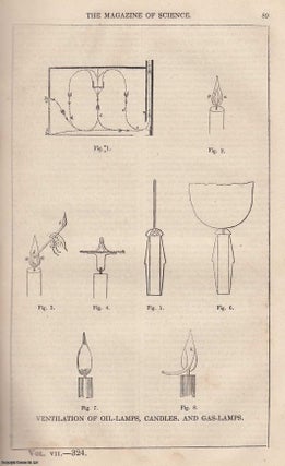 Item #357193 1846, Ventilation of Oil Lamps, Candles, and Gas Lamps. A full page engraving...