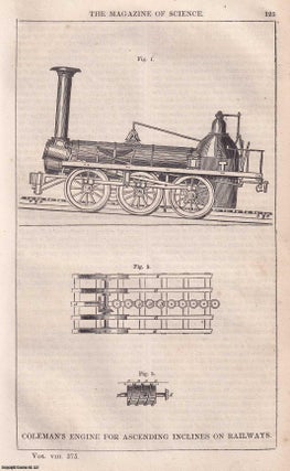 Item #357225 1847, Ezra Coleman of Philadephia, Engine for Ascending Inclines on Railways. A full...