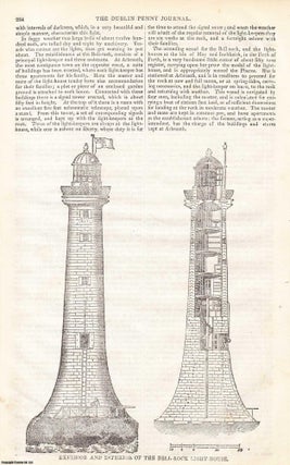 1835, Bell-Rock Light-House, and Light-House & Pigeon-House, South Wall, Dublin. Featured in a full weekly issue of the uncommon Dublin Penny Journal, conducted by P. Dixon Hardy, M.R.I.A.