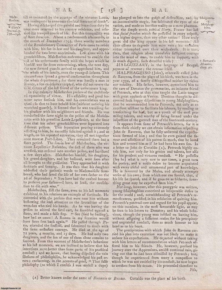 Item #357325 John Malphaghino, also known as John de Ravenna. A rare original article from the...