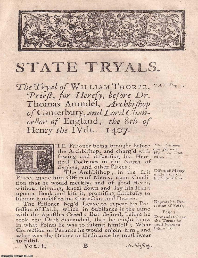 Item #357333 The Trial & Examination of Master William Thorpe, Preste, for Heresye before...