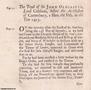 Item #357334 The Trial & Examination of Sir John Oldcastle, Lord Cobham, for Heresy, September 23...