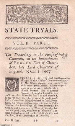 Item #357360 Proceedings Against The Earl of Clarendon, A.D. 1667, Upon an Impeachment of High...