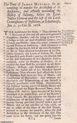 Item #357367 1720 Printing : The Trial of James Mitchel, in Scotland, for attempting the Murder...