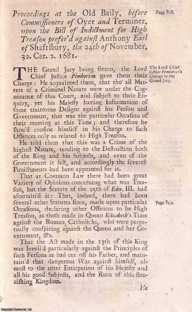 Item #357388 Proceedings at the Old Bailey, upon the Bill of Indictment for High Treason against...