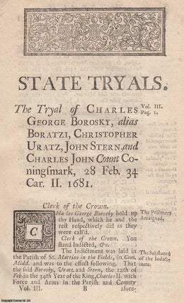 Item #357439 1720 Printing : The Trial of George Borosky alias Boratzi, Christopher Uratz, and...
