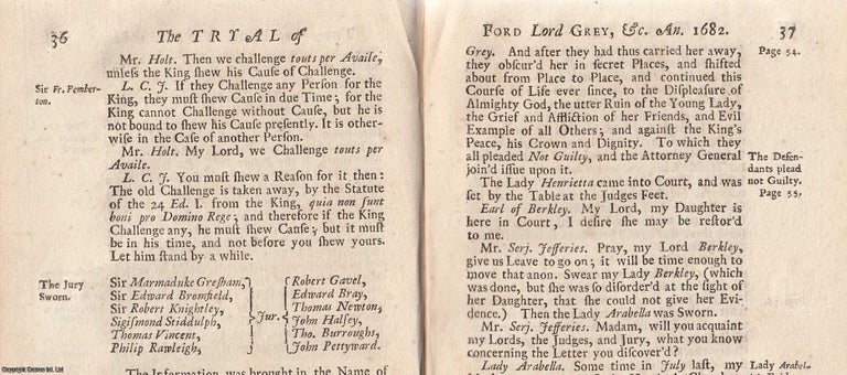 Item #357441 The Trial of Ford Lord Grey of Werk, Robert Charnock, Anne Charnock, David Jones,...