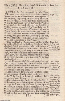 Item #357448 1720 Printing : The Trial of Henry, Lord Delamere, for High Treason, in being...