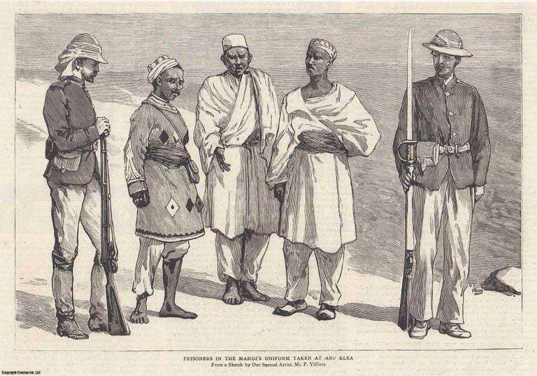 Item #357557 Mahdist War. Prisoners in The Mahdi's Uniform taken at Abu Klea. An original print from the Graphic Illustrated Weekly Magazine, 1885. Artist F. Villiers.