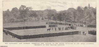 Item #357564 Her Excellency Lady Dufferin presenting New Colours to the Second Battalion of the...