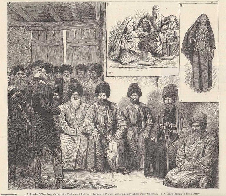 Item #357576 The Afghan Frontier Difficulty with the Russians in Central Asia. Three related images, on a single sheet. An original print from the Graphic Illustrated Weekly Magazine, 1885. Afghanistan.