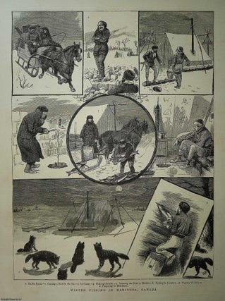 Item #357617 Winter Fishing in Manitoba, Canada. An original print from the Graphic Illustrated...