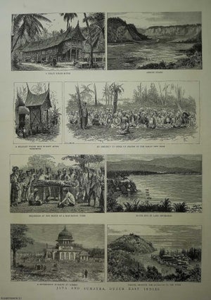 Item #357620 Java and Sumatra, Dutch East Indies. An original print featuring 8 views, from the...