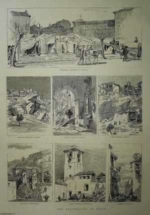 Item #357621 The Earthquake in Spain. An original print featuring 7 views, from the Graphic...