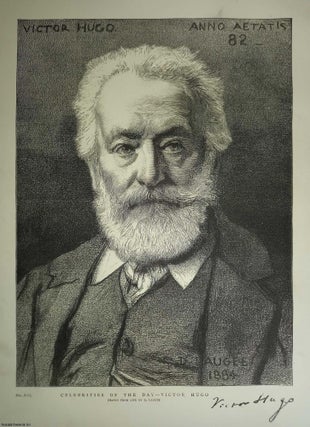 Item #357643 Victor Hugo. A full page woodcut portrait, and a scene from the Lying in State and...