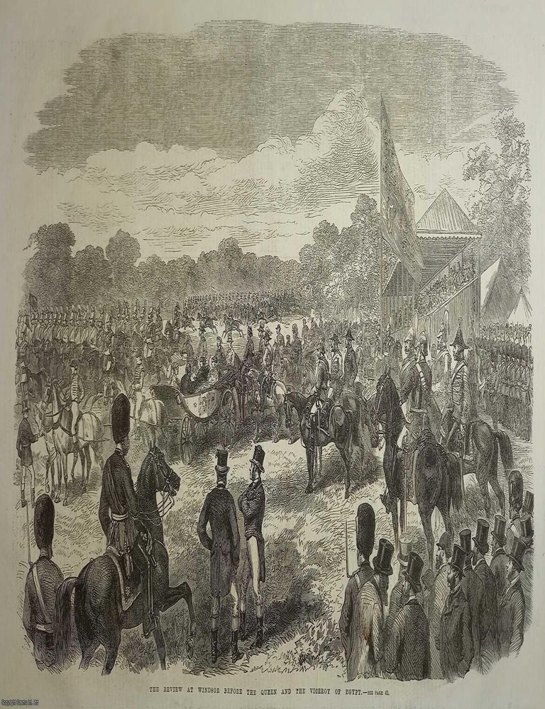 Item #357670 The Review at Windsor before the Queen and the Viceroy of Egypt. An original woodcut...