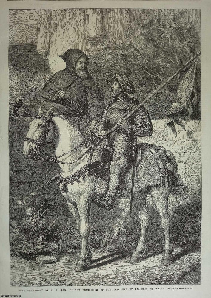 Item #357671 Old Comrades, by A.C. Gow. An original woodcut engraving from the Illustrated London...