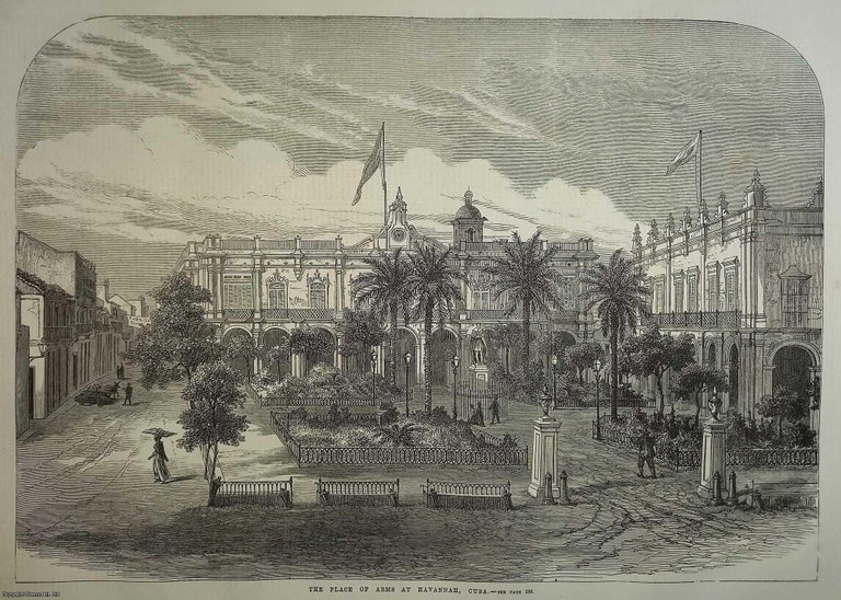 Item #357725 The Palace of Arms at Havanah, Cuba. An original woodcut engraving from the Illustrated London News, 1869. CUBA.