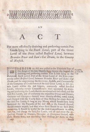 Private Norfolk Act, 1806. An Act for more effectually draining. Norfolk Enclosures.