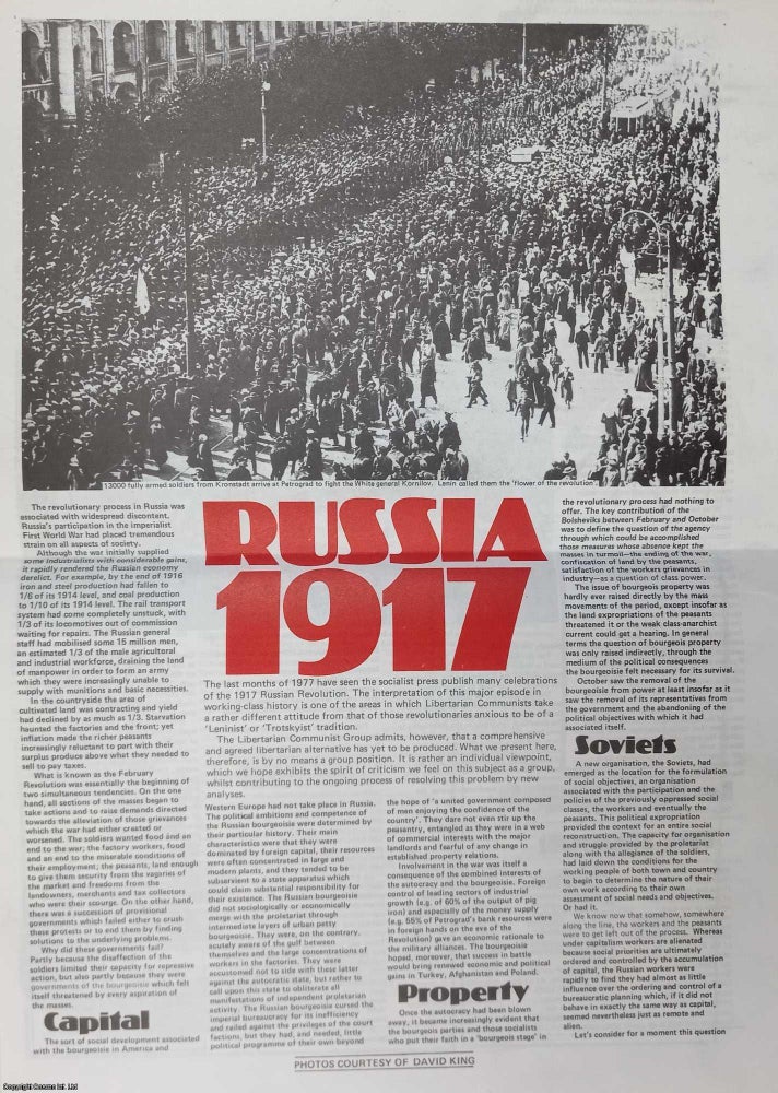 Item #357968 Russia 1917. A Libertarian Communist Special Supplement. Published by LCG, c.1975. Libertarian Communist.