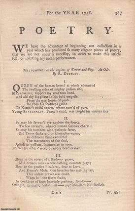 Item #358015 Poetry. For the Year 1758. An original article from the Annual Register for 1758....