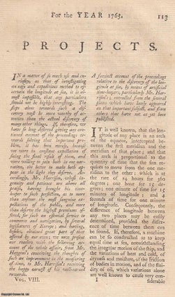 Longitude at Sea, and John Harrison, 1765]. A succinct account. Annual Register.