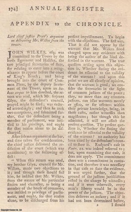 Item #358110 Lord Chief Justice Pratt's argument on delivering Mr. [John] Wilkes from the tower....