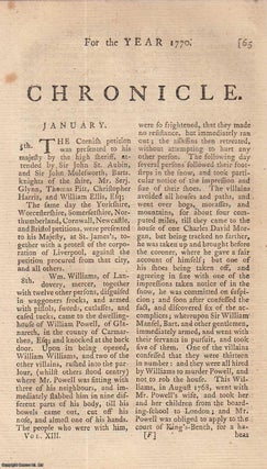 Item #358188 Chronicle. (for 1770) An original article from the Annual Register for 1770. Annual...