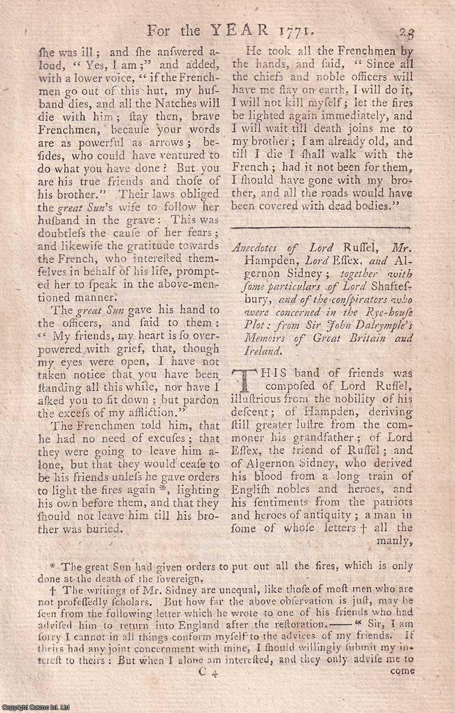 Rye House Plot. Anecdotes of Lord Russel, Mr. Hampden, Lord Essex, and ...