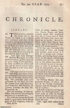 Item #358236 Chronicle for the year 1774. An original article from The Annual Register for 1774....