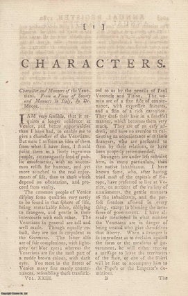 Item #358330 Character and Manners of the Venetians, from a View of Society and Manners in Italy,...