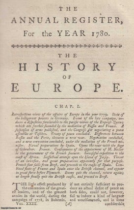 The History of Europe, for the year 1780. An original. Annual Register.