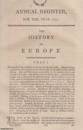 The History of Europe, for the year 1781. An original. Annual Register.