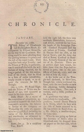 Item #358346 Chronicle for the year 1781. An original article from The Annual Register for 1781....