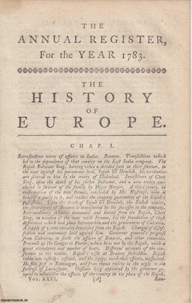 The History of Europe, for the year 1783. An original. Annual Register.