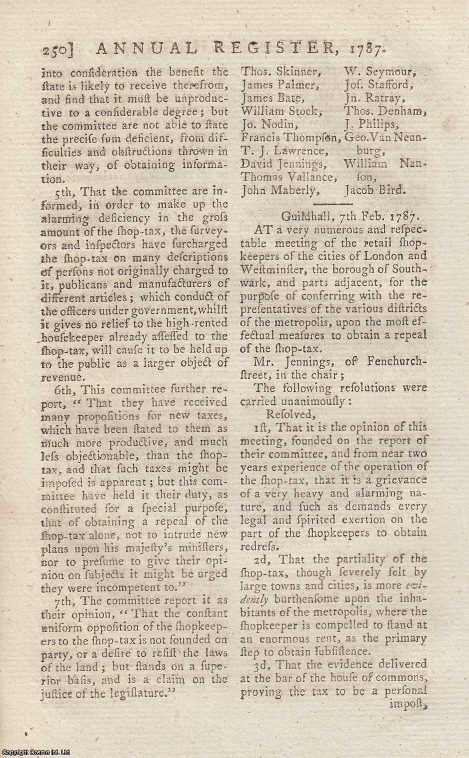 Report of the Committee of Shopkeepers, relative to the Tax on Retail ...