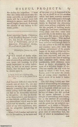 Item #358422 Letter concerning Smoky Chimneys, to his Excellency Benjamin Franklin, President of...