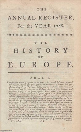 Item #358425 The History of Europe, for the year 1788. An original article from The Annual...