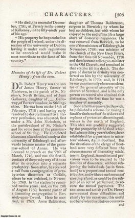 Item #358459 Memoirs of the life of Dr. Robert Henry; from The Gentleman's Magazine. An original...