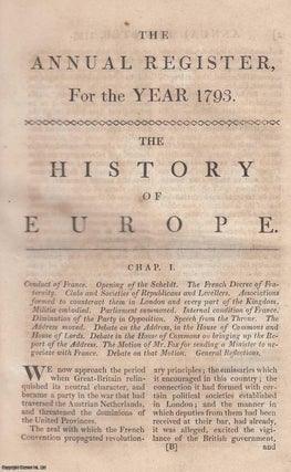 Item #358496 The History of Europe, for the year 1793. An original article from The Annual...