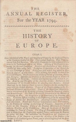 The History of Europe, for the year 1794. An original. Annual Register.