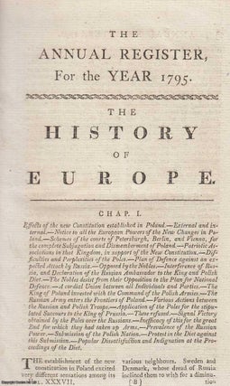 Item #358516 The History of Europe, for the year 1795. An original article from The Annual...