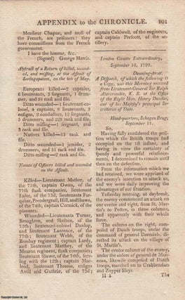French Revolutionary Wars, 1798. Reports from the London Gazette and other related correspondence, including Horation Nelson. An original article from The Annual Register for 1799.