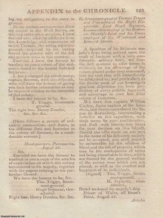French Revolutionary Wars, 1798. Reports from the London Gazette and other related correspondence, including Horation Nelson. An original article from The Annual Register for 1799.