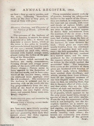 Description of the Persons, Dress, Customs, and Manners of the Inhabitants of the Island of Celebes (Greater Sunda Islands, Indonesia), with other Particulars, and Manners, Customs, and Character of the Natives of Brazil. An original article from The Annual Register for 1805.