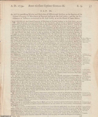 Item #359025 Mutiny, East Indies Act 1754 c. 9. An Act for punishing Mutiny and Desertion of...